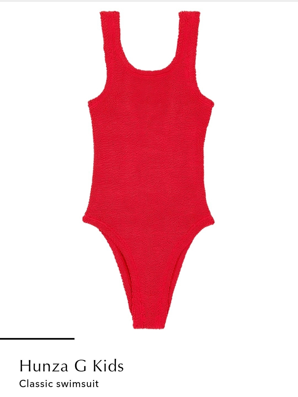 Hunza G Bright Red Textured Kids One-Piece Swimsuit